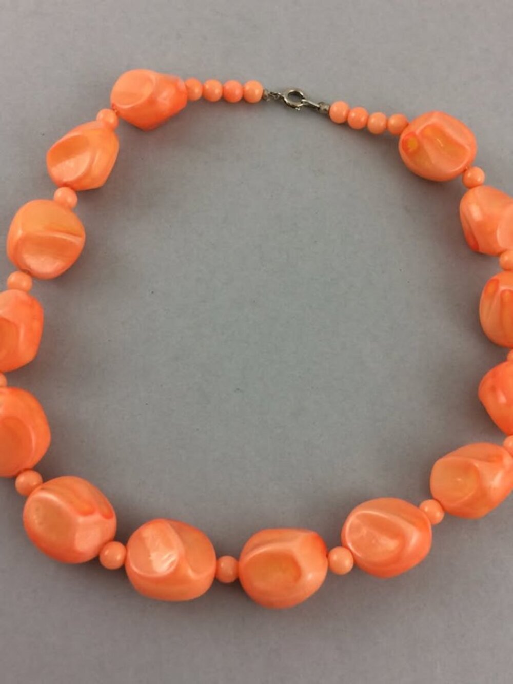 Vintage Plastic Chunky Beads Coral Coloured Collar Choker Necklace